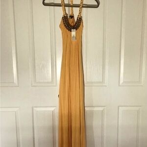 SKY braided halter top maxi in citrus orange Sz S